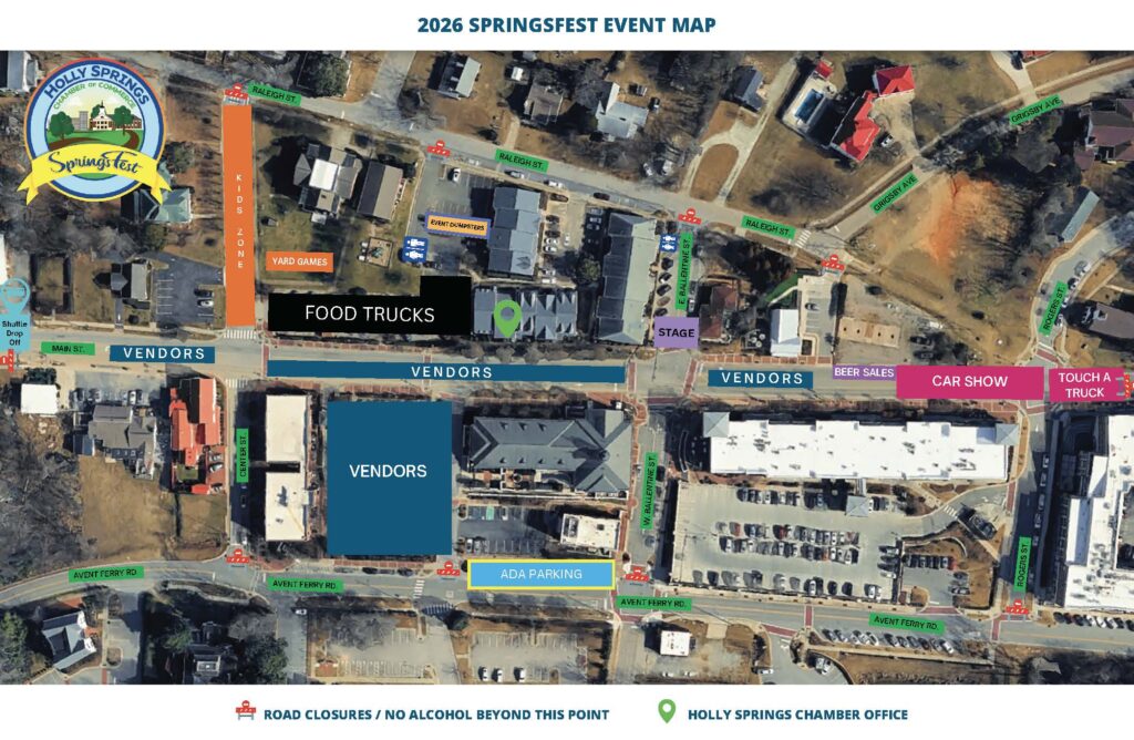 SpringsFest Map 2026 for downtown Holly Springs Festival with vendors and more