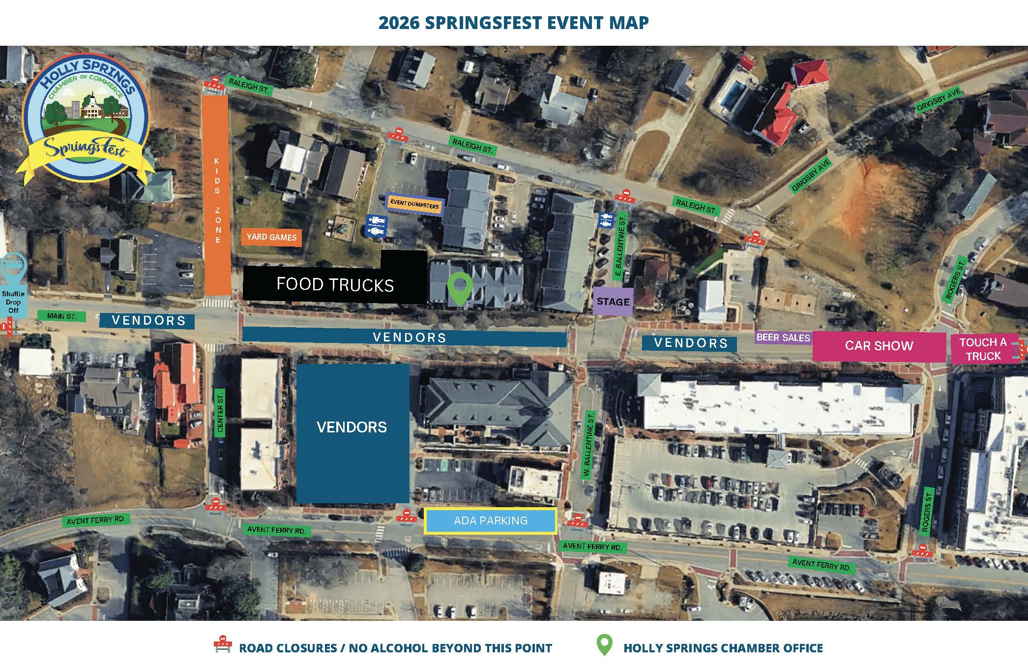 SpringsFest Map 2026 for downtown Holly Springs Festival with vendors and more