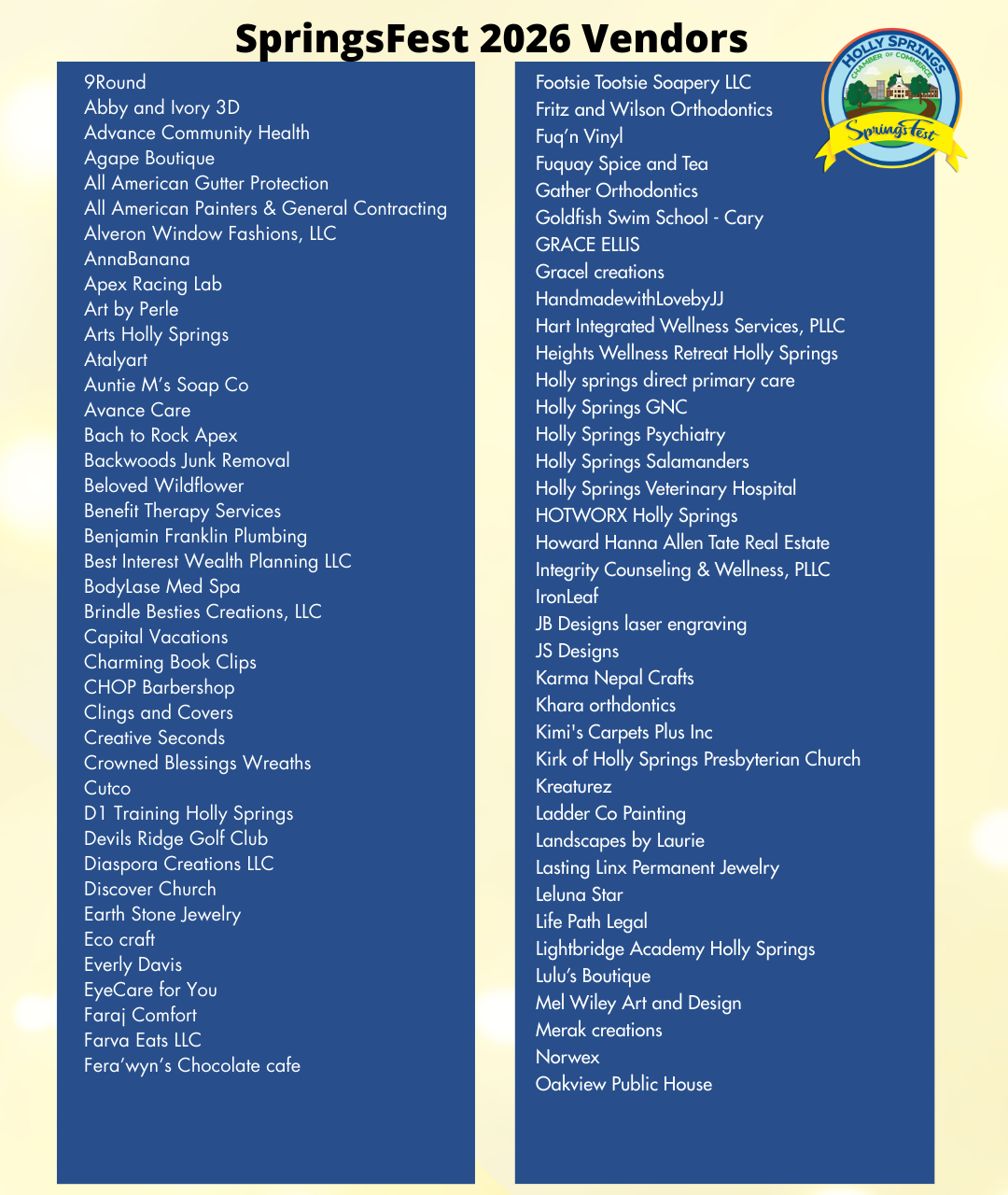 SpringsFest 2026 April 25 10 Am 4 Pm Holly Springs Chamber Of Commerce 1